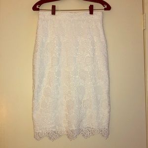 COPY - Lace Floral White Pencil Skirt